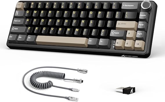 LexonElec x Attack Shark X66 60% Wireless Mechanical Keyboard with Volume Knob, Hot Swappable Gasket Mount, 2.4G/USB-C/BT5.0 Tri-Mode, PBT Keycaps, Mini 66 Keys RGB Gaming Keyboard for Win/Mac-Black