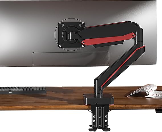 Single Monitor Arm Mount, 13 to 49 Inch Gas Spring Monitor Bracket, Adjustable Stand, Vesa Mount with Clamp and Grommet Base, Fits 4.4 to 44lbs,Max VESA 75 / 100mm, Black A9B