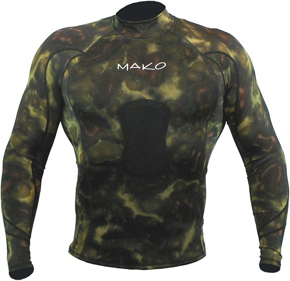 Wetsuit Shirt Spearfishing Green Camouflage Rashguard Long Sleeve - 1.5mm