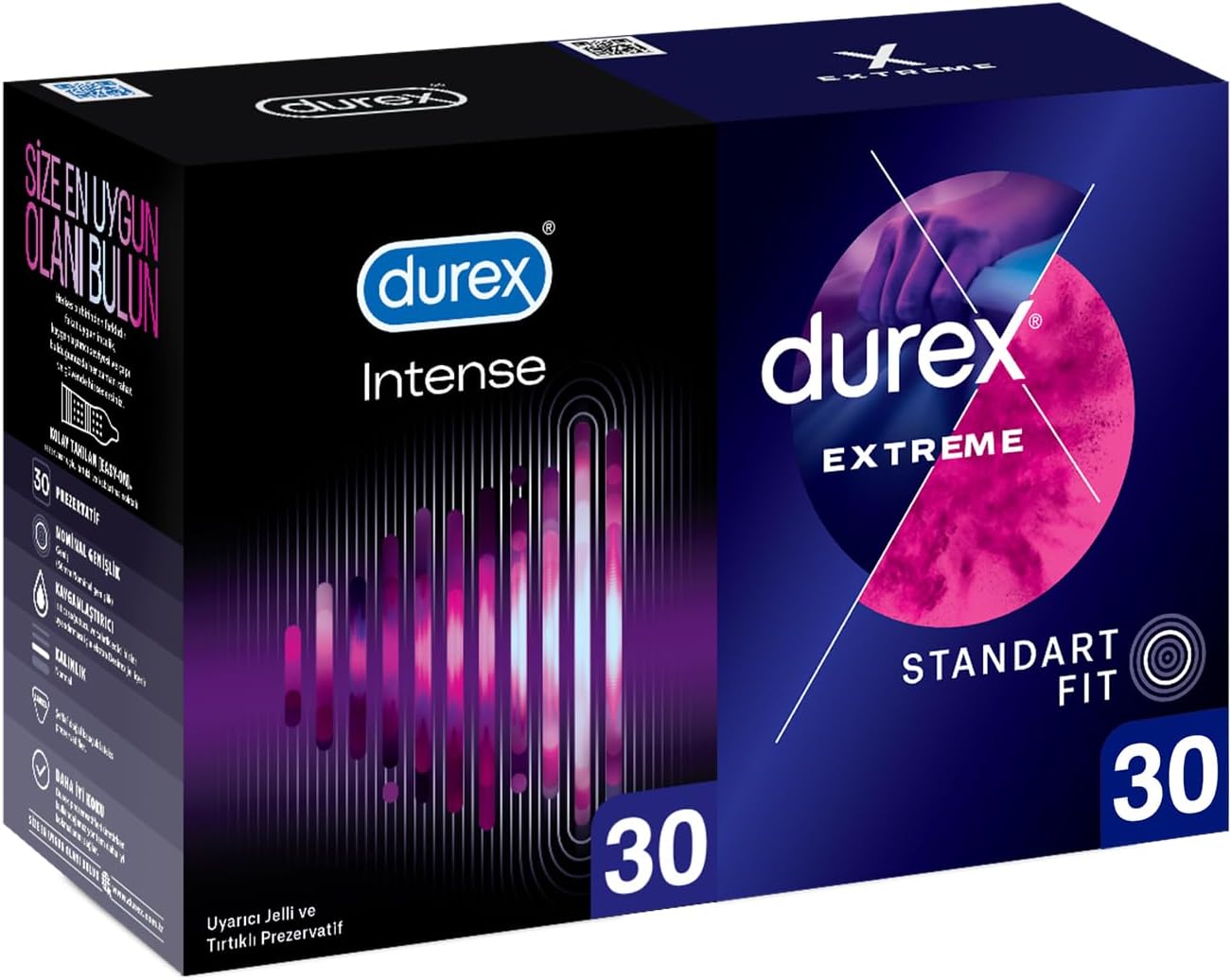 Durex Intense 30-Piece Stimulating Gelly and Serrated Condom & Durex Extreme 30-Piece Delayed and Serrated Condom
