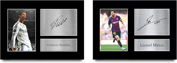 HWC Trading Messi & Ronaldo Gifts Printed Signed Autograph Picture for Football Fans and Supporters - A4