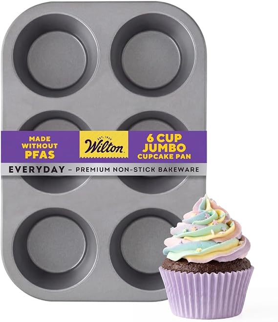 Wilton Everyday Non-Stick Jumbo Muffin Pan, Made Without PFAS, 6-Cup
