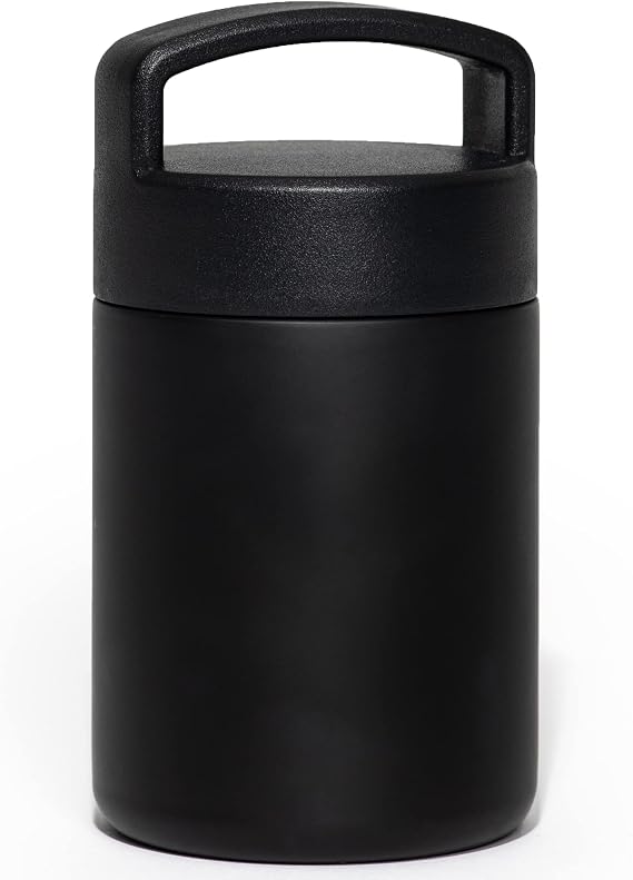 WeeSprout Insulated Stainless Steel Lunch Thermos, Soup Bottle for Hot & Cold Foods, 12 oz Jar for Children, Kid-Friendly Handle, Leakproof Container, Termos Para Comida Caliente (Black)