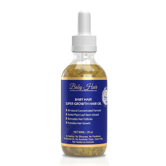 Baby Hair - Super Growth Hair Oil, Sulfate-Free for All Hair Types, Argan, Tea Tree Oil, and Castor Hair Oils for Hair Growth for both Women and Men, 2 fl.oz