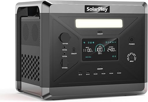 SolarPlay 2400W Portable Power Station, Solar Generator 2160Wh with LFP Battery, 1.5Hrs Fast Charging Emergency Power Station for Camping RV Home (Solar Panel Optional)