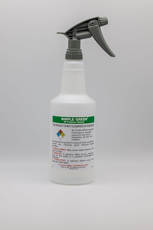 HCL Pre-Labeled GHS Spray Bottles - Simple Green - 32 oz (Supplied Empty)
