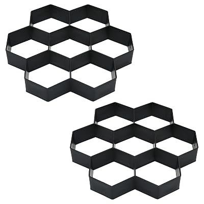 Walk Maker Concrete Molds and Forms 2 Pack,Reusable Walk Path Maker 11.8 x 11.8 Pathmate Stone Mold Hexagon Walk Maker Stepping Stone Paver Lawn Patio Yard Garden DIY Walkway Pavement Paving Moulds