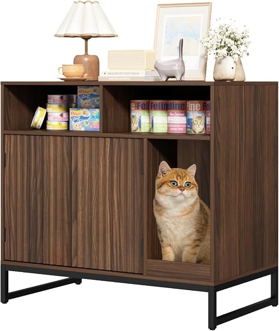 31.5" Cat Litter Box Enclosure Furniture,Hidden Pet Storage Cabinet