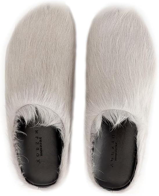 XOBZJH Designer Long-hair Leather Fur Slides Sandals for Men Shoes Mule 2024 Fashion Runway Luxury Flat Slippers Comfortably