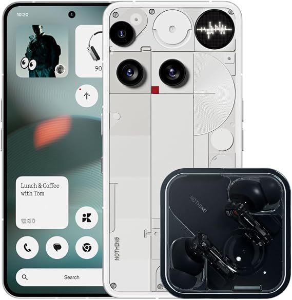Nothing Phone (3) 256GB White – Unlocked 5G Smartphone with Triple 50MP Camera Ear Black Included