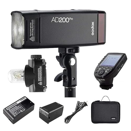 Godox AD200 Pro Godox AD200Pro Strobe Pocket Flash for Sony Camera, 200W TTL 18000s HSS and XPro-S Flash Trigger, 500 Full Power Flashes, Bare BulbSpeedlite Fresnel Flash Head Monolight