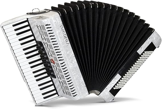 Accordion 41 Key 120 Bass,10 tone control buttons Professionsal(White) | Highly airtight bellows;Buttons with a comfortable feel;Precise tone