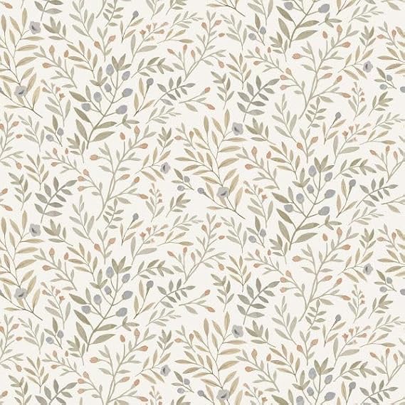 Grandeco Inia Leafy Trail Foliage and Flowers Textured Wallpaper, Neutral