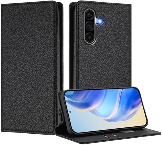 IVY Galaxy A36 5G PU Leather Flip Cover Wallet Case Luxurious Litchi Pattern for Samsung A36 5G - Black