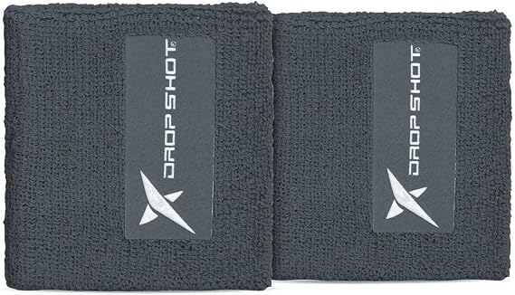 Drop Shot - 2 Pack Black Short Wristband, Absorbent Sweatbands for Tennis, Padel, Beach Tennis, and Pickleball