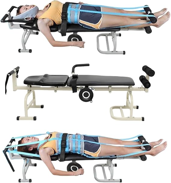 Lumbar Decompression Table with Cervical Traction by Lumbar Bench | Realign Vertebrae & Alleviate Lumbar Strain | Full Body Stretching Device for Neck, Back, Knee, and Hip | Relieve Pain