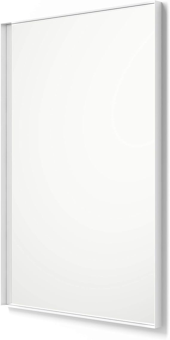 Better Bevel 20" x 30" Rectangle Framed Mirror | Bathroom Wall Mirror | Made in USA | Steel Frame, White Finish