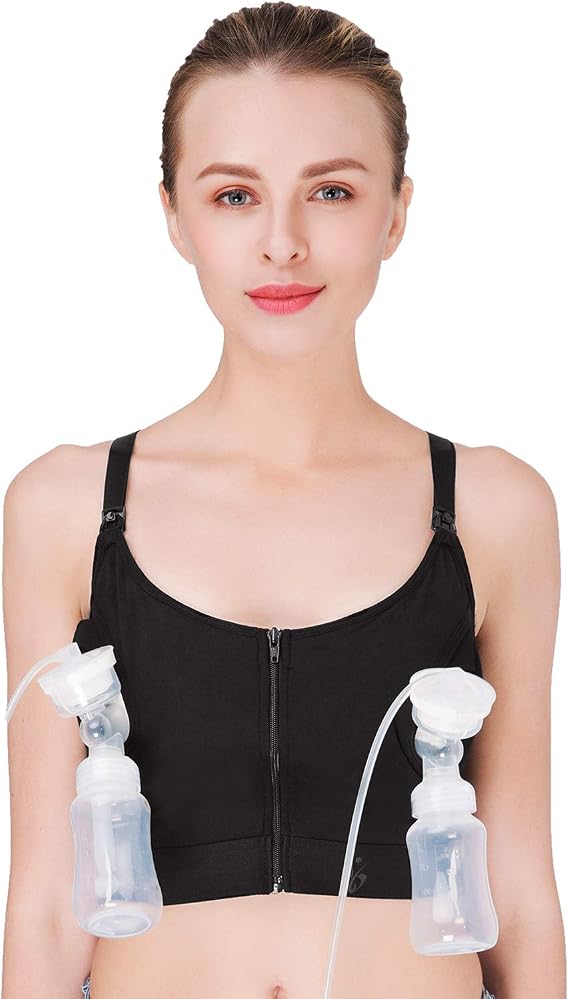 Hands Free Pumping Bra, Breastfeeding Bra, Wire-Free, with Or Without Strap of Breast Pumping Bra, Suitable for Breast Pumps by Medela,Lansinoh,Philips,Avent,Bellema,Spectra - Small or Medium