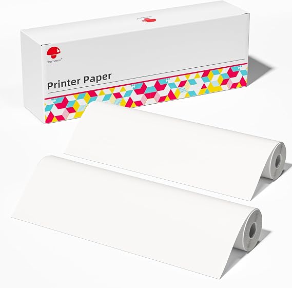 2 Rolls Phomemo Thermal Paper 8.5 x 11 US Letter Size, Advance Thermal Printing, Roll Paper Compatible with M832 M833 M834 M835 M836 A285M A282M A281M Portable Printer | Inkless Printer Paper for Continuous Printing, Compatible with TATTMUSE A285M, Gloryang Portable Printer, US Letter Size