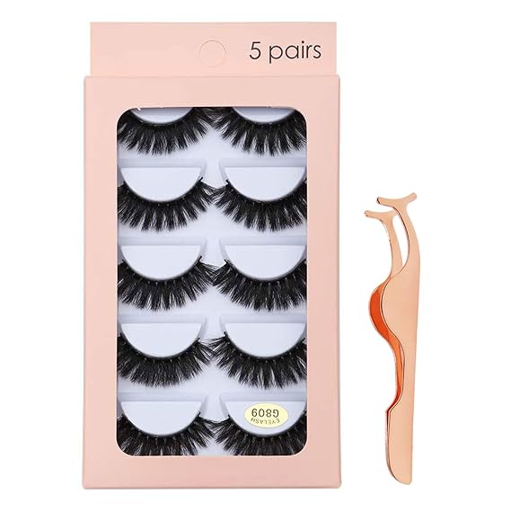 Natural Lashes Strip Eyelashes Mink Lashes Fluffy Fake Eyelash False Eye Lash Natural Look 5 Pairs Cat Eye Lashes That Look Like Clusters Wispy Lashes Pack,809
