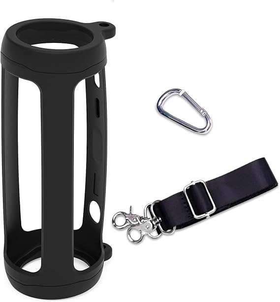LTGEM Silicone Protective Case for JBL Flip 7/6 Portable Bluetooth Speaker with Carabiner and Strap - Black Case Only