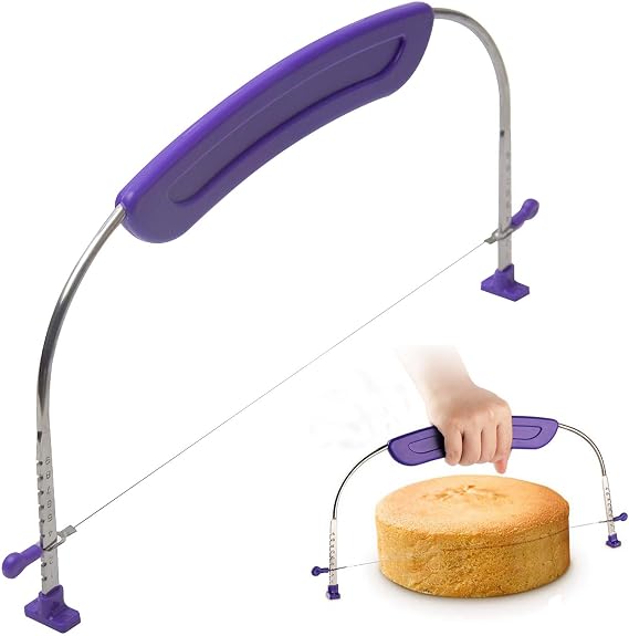 Adjustable Cake Leveler Cutter, 9 Heights Stainless Steel Wire Cake Slicer with Stabilizing Feet, for 10 Inch Layer Cakes - Baking Tool for Wedding,