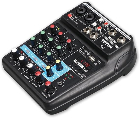 TEYUN 4 Channel Professional Portable Mixer Sound Mixing Console Computer Input 48v Power Number Live Broadcast A4 New (4-Channel)