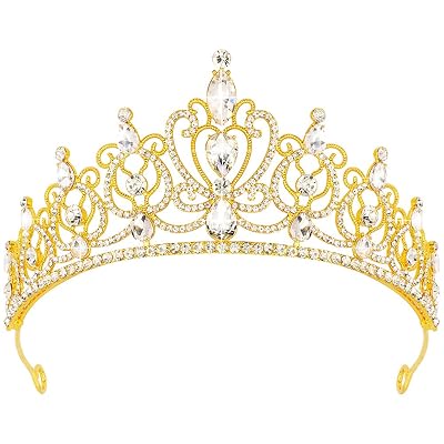 TODDER Gold Tiara for Women Girls Rhinestone Princess Queen Crowns Crystal Headband for Girls Wedding Hair Accessories for Bridal Birthday Party Prom Halloween Cosplay Holidays