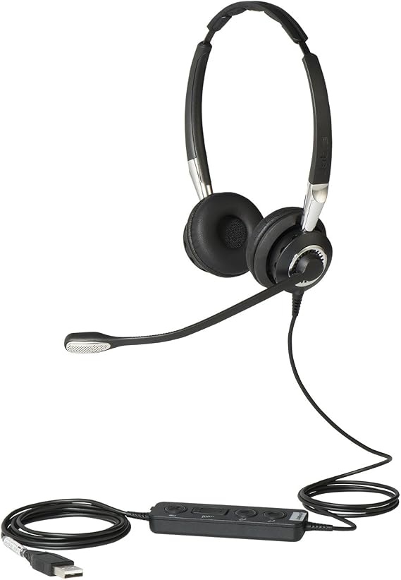 Jabra 2400 II USB Duo CC Wired Call Center Headset for Softphone with Noise Cancelling Microphone, Optimized for Unified Communication