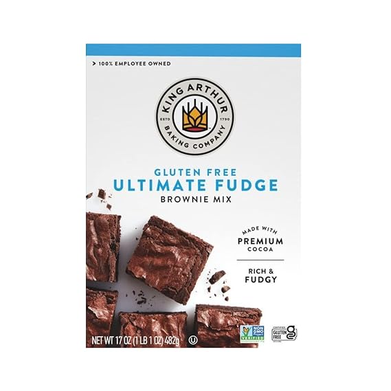 King Arthur Gluten-Free Fudge Brownie Mix, Certified Gluten-Free, Non-GMO Project Verified, Certified Kosher, 17 Oz