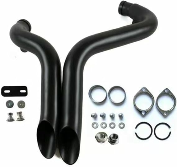 2" LAF Exhaust Pipes w/Flange Kits for Harley Sportster Dyna Matte Black