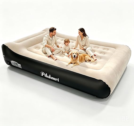 Queen Air Mattress Full with Built in Pump for Camping 16" High Speed Inflatable Mattress Inflation Completed in 3 Minutes, Luxury Blow up Mattress Comfort Flocked Airbed for Guest,Home