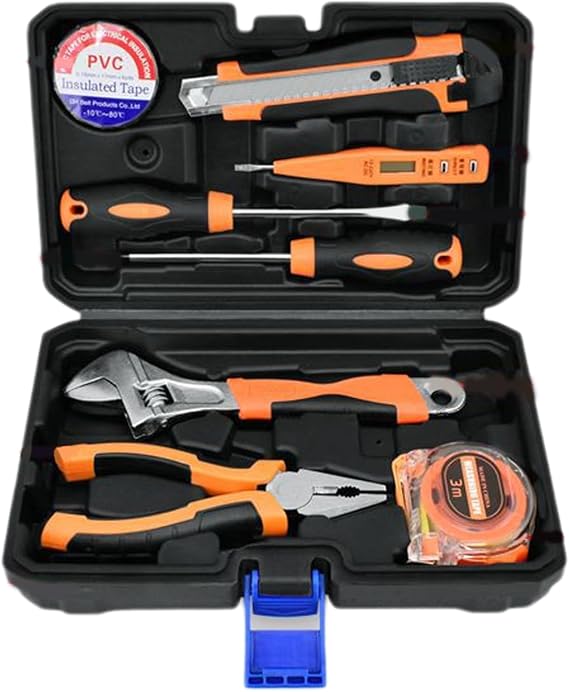 Tool Kit for Home, Wrench Set - Tool Box Organizer, 8x Multifunctional Mechanic Home Hand Kit Accessories with Storage Case for Auto Repair