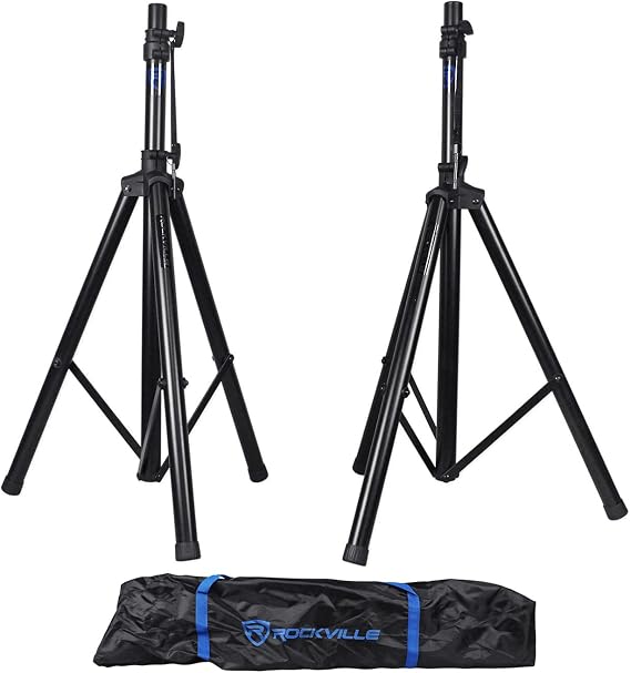 Rockville RVES1 Pair Adjustable Tripod PA Speaker Stands with Carry Bag