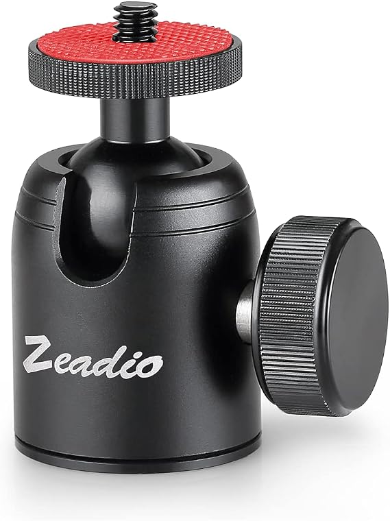 Zeadio Mini Ball Head, with 1/4'' & 3/8'' Screw Mount for DSLR, Camcorder & More
