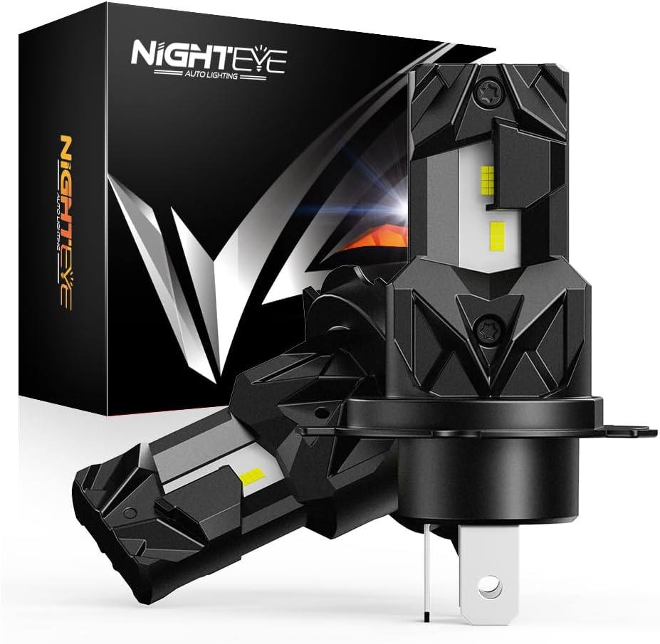 NIGHTEYE H4 LED Headlight Bulb - 1:1 Size Plug and Play H4 Headlight Bulb, 18000LM 6500K Cool White Super Bright, IP68 Waterproof,Pack of 2
