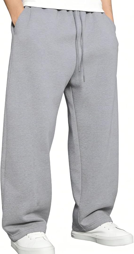 Qekoma Men's Baggy Sweatpants Wide Leg Casual Pants with Deep Pockets