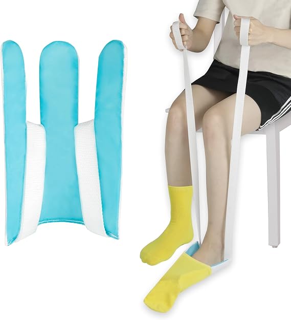 Sock Aids for Putting Socks On and Off for Men and Women, Sock Aid Tool | Stocking Slider with Three-Finger, No Bending Sock Helper for Elderly, Disabled, Pregnant, Diabetics - Pulling Assist Device