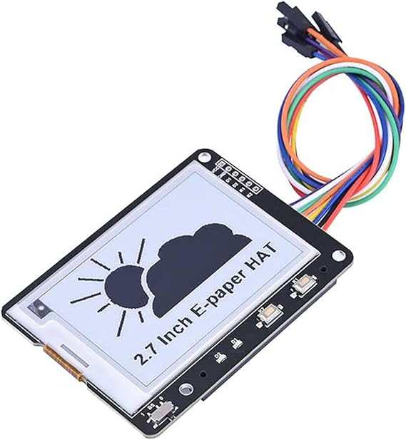264X176, 2.7inch E-ink Display HAT For Raspberry Pi/Raspberry Pi Pico/Jetson Nano/Arduino/STM32 2.7-Inch E-Paper HAT Two Color Black White SPI Interface