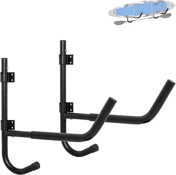 Wall Mount Kayak Storage Rack, Space-Saving Kayak Hanging System with Adjustable Cradle Arms for Various Sized Kayaks, Canoes Boat, Paddles