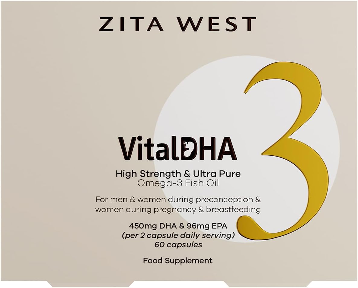 Zita West Vital DHA with Omega 3 for Fertility, Pregnancy and Breastfeeding | (60 Capsules 1 Month Supply)