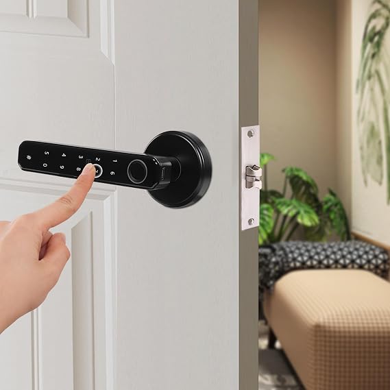 Smart Door Lock, Fingerprint 4-in-1 Electronic Fingerprint Keyboard Password Biometric Keyless Entry Door Lock with 2× IC Cards und 2 Keys， for Home Bedroom Hotel Office Apartment