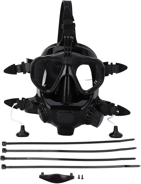 PerGar Full Face Diving Goggle, Mini Scuba Tank WithMask, Anti Fog Leakproof Diving Goggle, 180 Panoramic View Silicone Scuba Face Goggle, Snorkel MaskWith Camera Mount