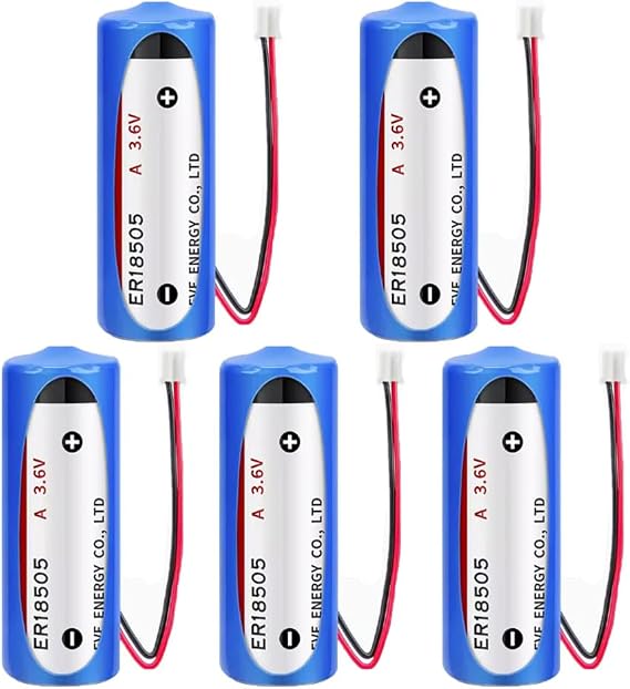 YICUAA 5pcs ER18505 A Size 3.6V 4000mAh Lithium PLC Industrial Control Battery Non Rechargeable with 2.0 Connector