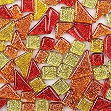 200g Mixed Color Mosaic Tiles Shine Crystal Mosaic Pieces Stained Glass Bulk Assorted Shapes Glitter Crystal Mosaic Tiles for DIY Crafts and Home Decoration
