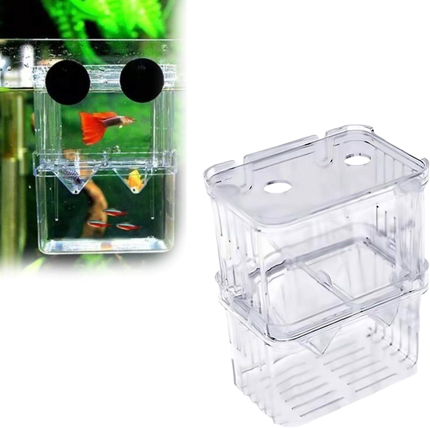 Aquarium Fish Breeder Box,Acrylic White Breeder Isolation Divider Hatching Boxes Accessory,Aquarium Acclimation Hatchery Incubator for Small Baby Fishes Shrimp Clownfish Guppy S