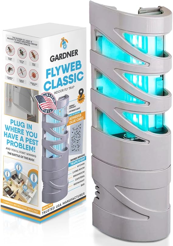 Gardner - Fly Trap Indoor for Home, Fruit Fly Trap for Indoors, Plug in Bug Catcher, Gnat Traps for House Indoor, Fruit Fly Traps for Indoors, Made in USA, Flyweb (Grey)