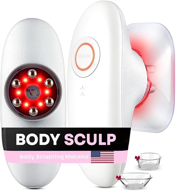 3-in-1 Body Sculpting Machine Cellulite Massager with Cupping & Red Light Therapy for Belly, Skin, Back, Waist, Legs & Arm Tightening Device