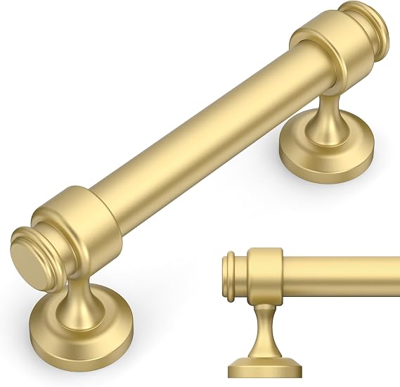 Amerdeco 10 Pack Brushed Gold Cabinet Pulls 3 Inch Hole Centers Cabinet Handles for Kitchen Cabinet Hardware,Cabinet Handles for Bathroom Drawer Handles IH0007