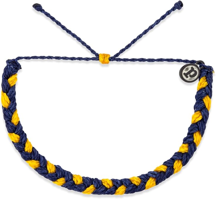 Pura Vida Braided Stackable Bracelet Navy & Yellow